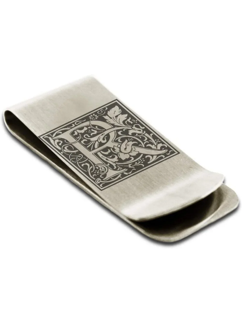 Stylish Stainless Steel Money Clip for Men | Monogrammed Floral Initial Wallet